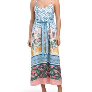 DALIA MACPHEE  Anthropologie Tie Shoulder Mixed Print cottagecore Maxi Dress NWT